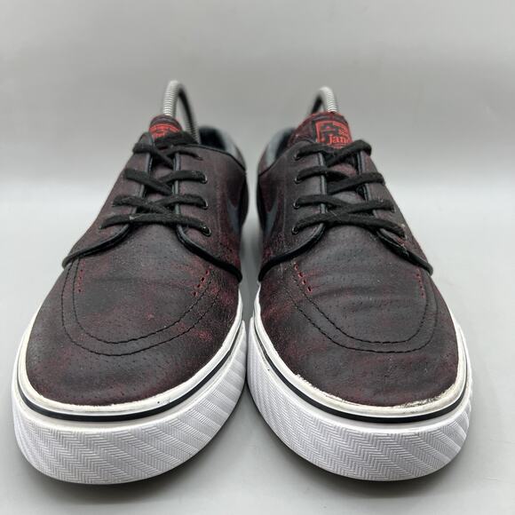 Nike Zoom Air Stefan Janoski Sneakers Men Size 9.5 Red Black Leather Skate Shoes - Picture 2 of 8